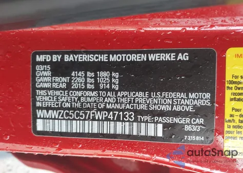 2015 Mini Countryman Cooper S z USA, uszkodzony, nr VIN WMWZC5C57FWP47133